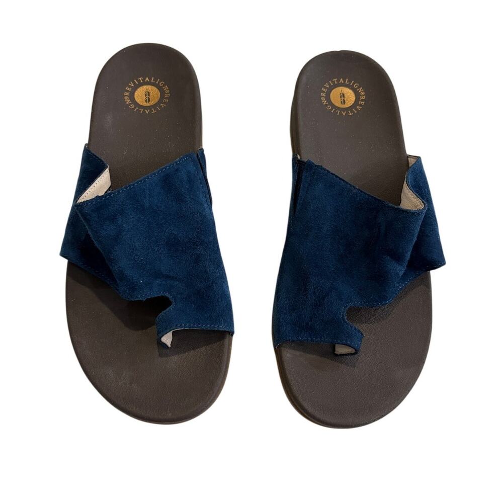 Revitalign Women's Sandbridge Arch Support Slides Marine Blue Microsuede 10B - Picture 2 of 12